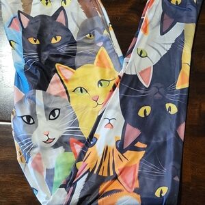 Source Unknown Multicolor Cat Face Stretch Leggings